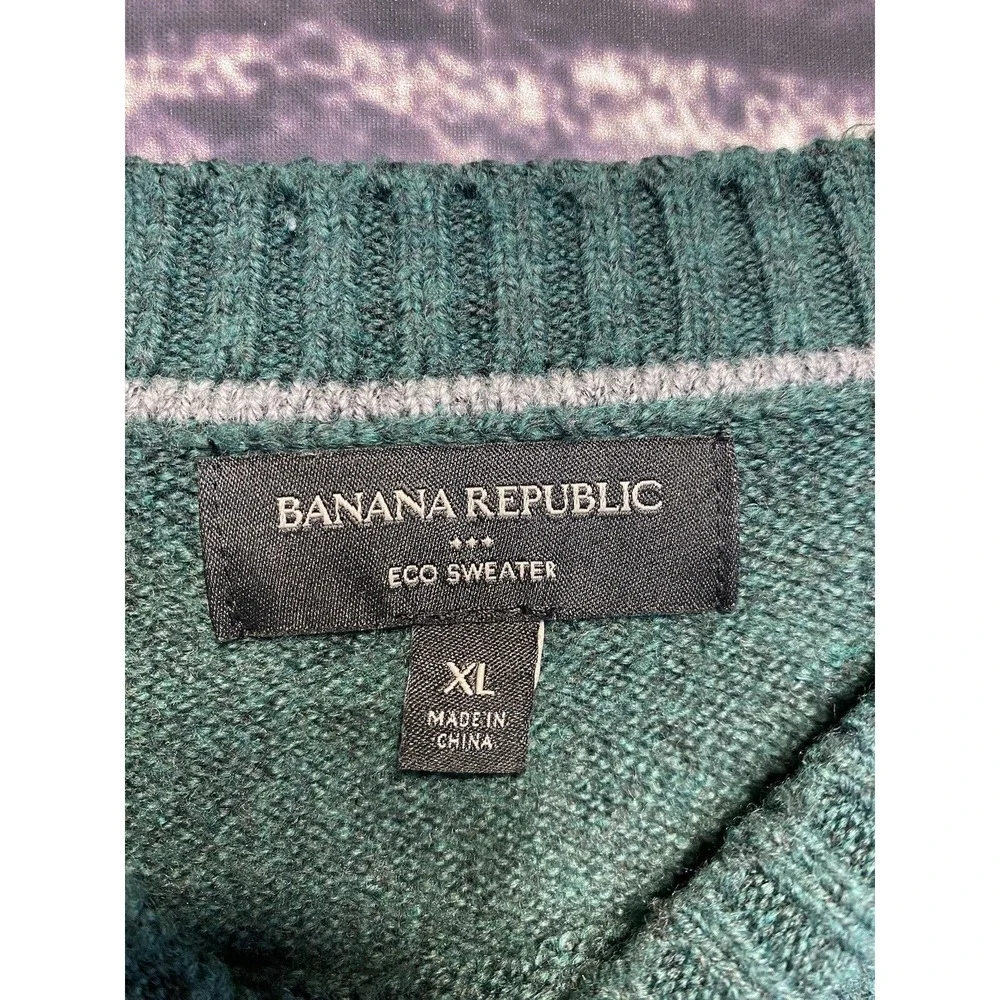 Banana Republic Eco Sweater Mens XL Green Brushed Knit Heritage Academia Classic